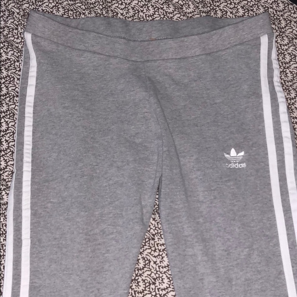 Grey Adidas striped leggings